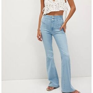 We The Free People Jeans Womens 25 Blue Flare Jayde Stretch Pull On High Rise